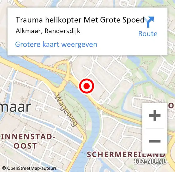Locatie op kaart van de 112 melding: Trauma helikopter Met Grote Spoed Naar Alkmaar, Randersdijk op 20 april 2024 01:25