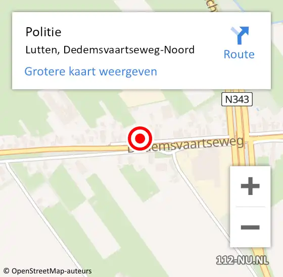 Locatie op kaart van de 112 melding: Politie Lutten, Dedemsvaartseweg-Noord op 20 april 2024 07:09
