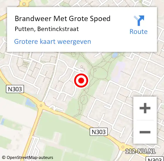 Locatie op kaart van de 112 melding: Brandweer Met Grote Spoed Naar Putten, Bentinckstraat op 20 april 2024 07:35