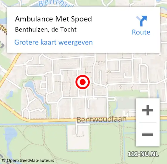 Locatie op kaart van de 112 melding: Ambulance Met Spoed Naar Benthuizen, de Tocht op 20 april 2024 09:13