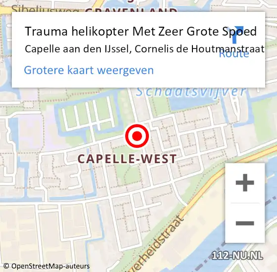 Locatie op kaart van de 112 melding: Trauma helikopter Met Zeer Grote Spoed Naar Capelle aan den IJssel, Cornelis de Houtmanstraat op 20 april 2024 15:43