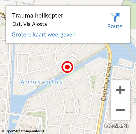 Locatie op kaart van de 112 melding: Trauma helikopter Elst, Via Alosta op 20 april 2024 18:08
