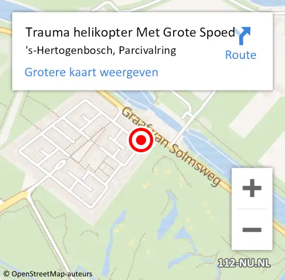 Locatie op kaart van de 112 melding: Trauma helikopter Met Grote Spoed Naar 's-Hertogenbosch, Parcivalring op 23 april 2024 05:14