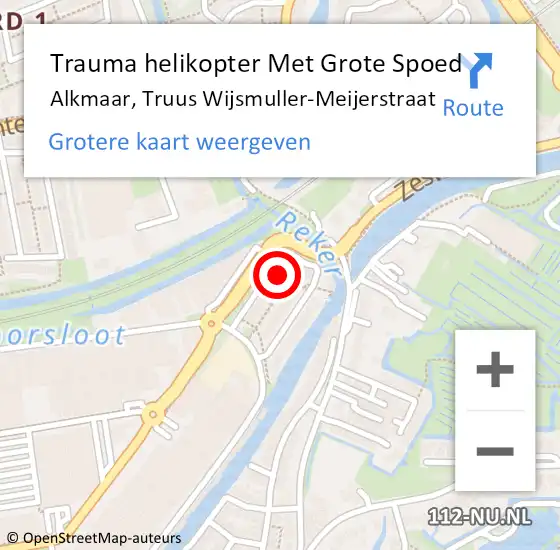 Locatie op kaart van de 112 melding: Trauma helikopter Met Grote Spoed Naar Alkmaar, Truus Wijsmuller-Meijerstraat op 23 april 2024 10:03