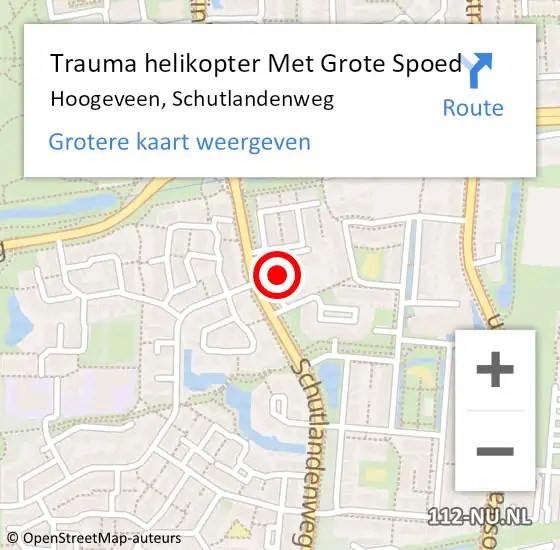 Locatie op kaart van de 112 melding: Trauma helikopter Met Grote Spoed Naar Hoogeveen, Schutlandenweg op 23 april 2024 10:19