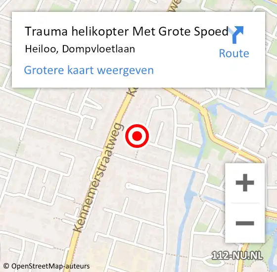 Locatie op kaart van de 112 melding: Trauma helikopter Met Grote Spoed Naar Heiloo, Dompvloetlaan op 24 april 2024 06:45