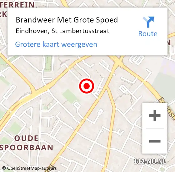 Locatie op kaart van de 112 melding: Brandweer Met Grote Spoed Naar Eindhoven, St Lambertusstraat op 24 april 2024 11:40