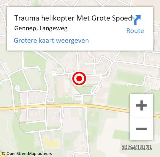 Locatie op kaart van de 112 melding: Trauma helikopter Met Grote Spoed Naar Gennep, Langeweg op 24 april 2024 13:36