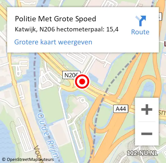 Locatie op kaart van de 112 melding: Politie Met Grote Spoed Naar Katwijk, N206 hectometerpaal: 15,4 op 24 april 2024 14:22