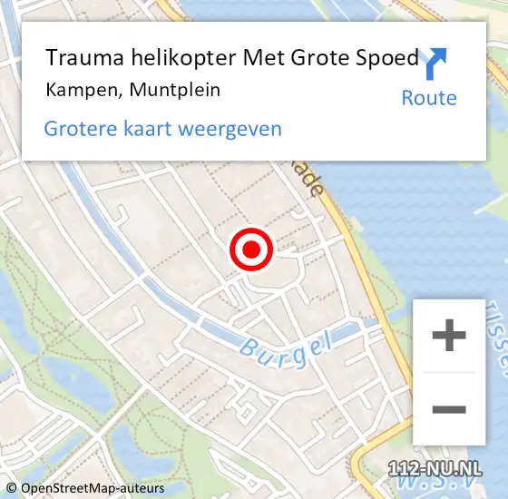 Locatie op kaart van de 112 melding: Trauma helikopter Met Grote Spoed Naar Kampen, Muntplein op 24 april 2024 20:25