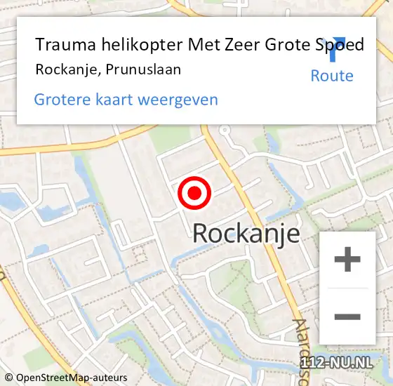 Locatie op kaart van de 112 melding: Trauma helikopter Met Zeer Grote Spoed Naar Rockanje, Prunuslaan op 25 april 2024 03:14