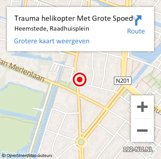 Locatie op kaart van de 112 melding: Trauma helikopter Met Grote Spoed Naar Heemstede, Raadhuisplein op 25 april 2024 10:57