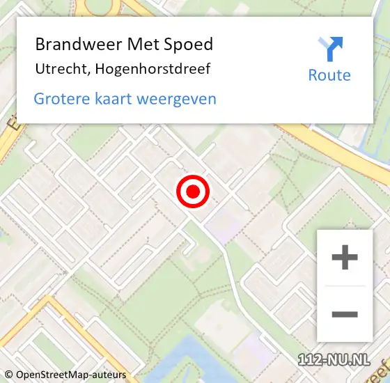 Locatie op kaart van de 112 melding: Brandweer Met Spoed Naar Utrecht, Hogenhorstdreef op 25 april 2024 15:38