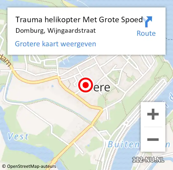Locatie op kaart van de 112 melding: Trauma helikopter Met Grote Spoed Naar Domburg, Wijngaardstraat op 25 april 2024 19:21