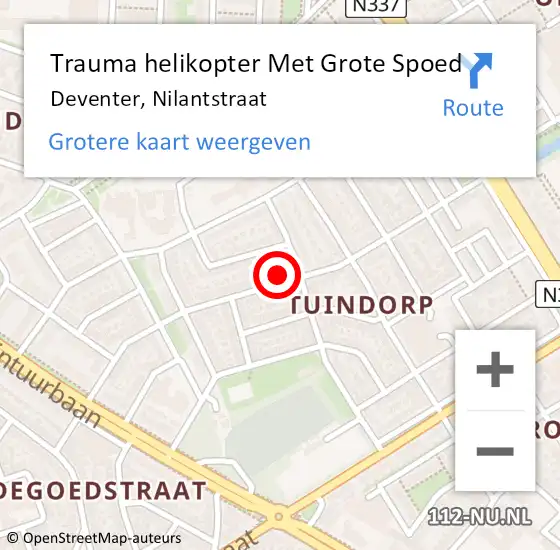 Locatie op kaart van de 112 melding: Trauma helikopter Met Grote Spoed Naar Deventer, Nilantstraat op 25 april 2024 23:33