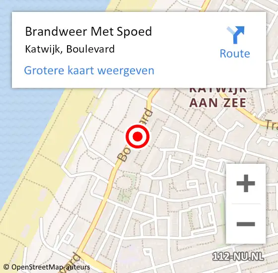Locatie op kaart van de 112 melding: Brandweer Met Spoed Naar Katwijk, Boulevard op 26 april 2024 00:18