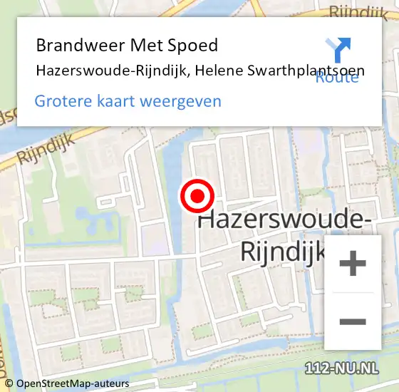 Locatie op kaart van de 112 melding: Brandweer Met Spoed Naar Hazerswoude-Rijndijk, Helene Swarthplantsoen op 26 april 2024 00:32
