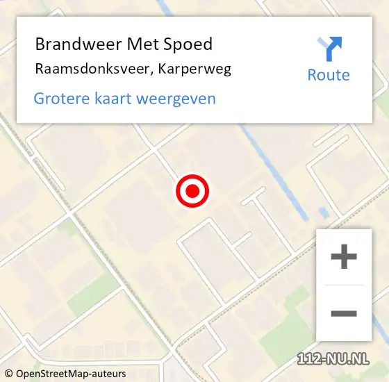 Locatie op kaart van de 112 melding: Brandweer Met Spoed Naar Raamsdonksveer, Karperweg op 26 april 2024 00:43