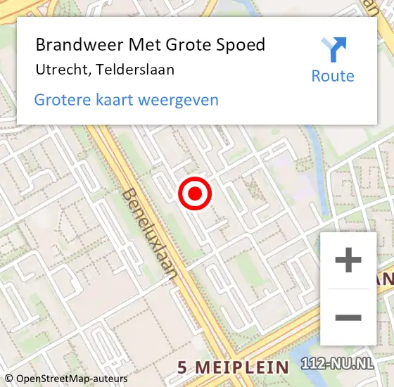 Locatie op kaart van de 112 melding: Brandweer Met Grote Spoed Naar Utrecht, Telderslaan op 26 april 2024 01:13