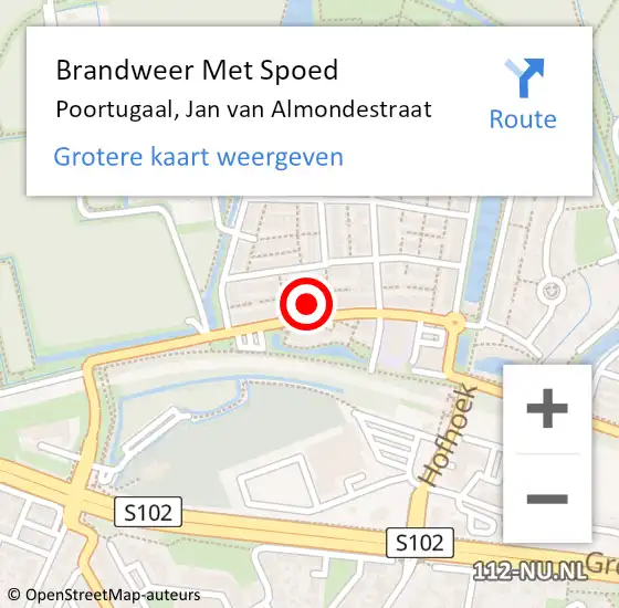 Locatie op kaart van de 112 melding: Brandweer Met Spoed Naar Poortugaal, Jan van Almondestraat op 26 april 2024 03:02