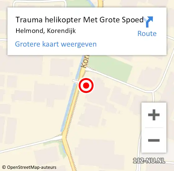 Locatie op kaart van de 112 melding: Trauma helikopter Met Grote Spoed Naar Helmond, Korendijk op 26 april 2024 09:24