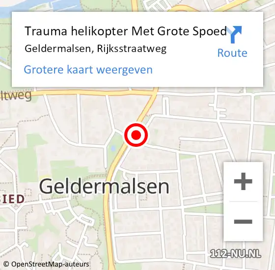 Locatie op kaart van de 112 melding: Trauma helikopter Met Grote Spoed Naar Geldermalsen, Rijksstraatweg op 26 april 2024 12:15
