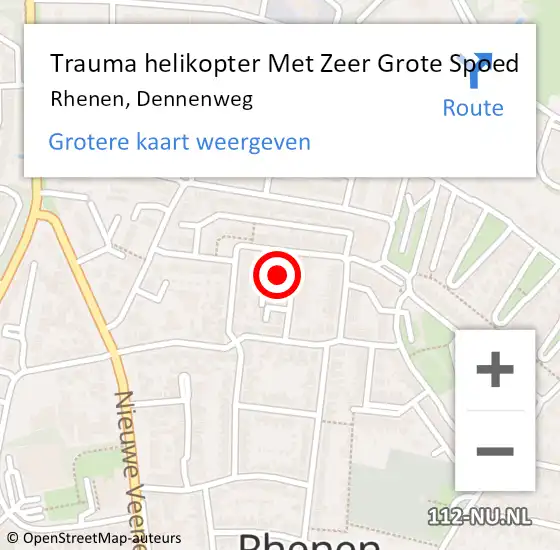 Locatie op kaart van de 112 melding: Trauma helikopter Met Zeer Grote Spoed Naar Rhenen, Dennenweg op 26 april 2024 13:36