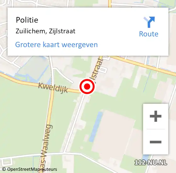 Locatie op kaart van de 112 melding: Politie Zuilichem, Zijlstraat op 26 april 2024 18:26