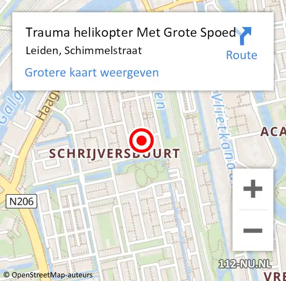 Locatie op kaart van de 112 melding: Trauma helikopter Met Grote Spoed Naar Leiden, Schimmelstraat op 26 april 2024 20:16