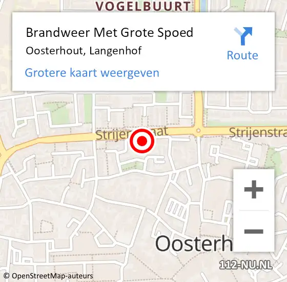 Locatie op kaart van de 112 melding: Brandweer Met Grote Spoed Naar Oosterhout, Langenhof op 26 april 2024 23:34