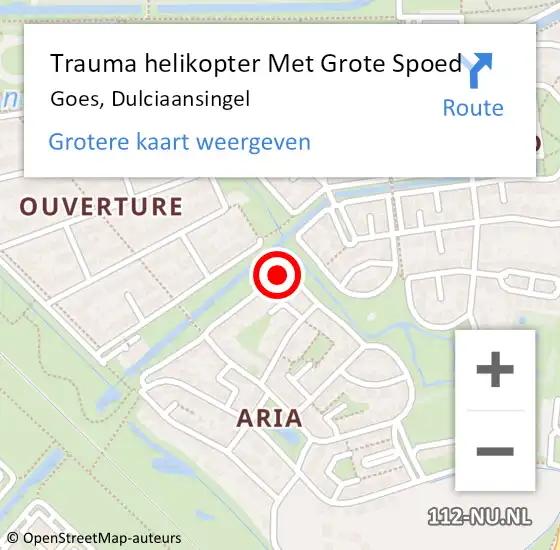 Locatie op kaart van de 112 melding: Trauma helikopter Met Grote Spoed Naar Goes, Dulciaansingel op 27 april 2024 11:19
