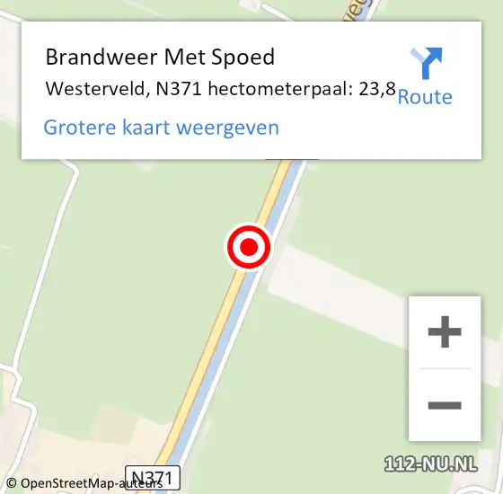 Locatie op kaart van de 112 melding: Brandweer Met Spoed Naar Westerveld, N371 hectometerpaal: 23,8 op 28 april 2024 07:25