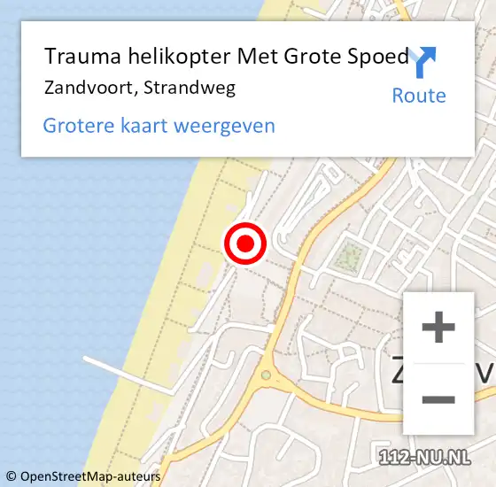 Locatie op kaart van de 112 melding: Trauma helikopter Met Grote Spoed Naar Zandvoort, Strandweg op 28 april 2024 12:37