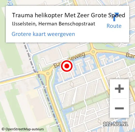 Locatie op kaart van de 112 melding: Trauma helikopter Met Zeer Grote Spoed Naar IJsselstein, Herman Benschopstraat op 28 april 2024 16:41