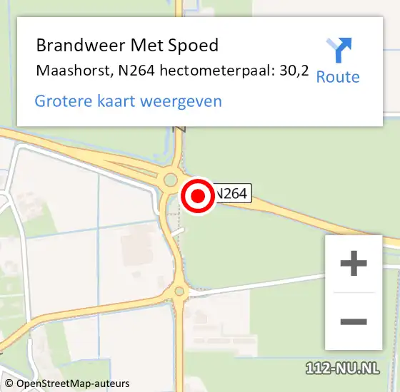 Locatie op kaart van de 112 melding: Brandweer Met Spoed Naar Maashorst, N264 hectometerpaal: 30,2 op 28 april 2024 20:30