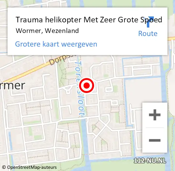 Locatie op kaart van de 112 melding: Trauma helikopter Met Zeer Grote Spoed Naar Wormer, Wezenland op 28 april 2024 21:30