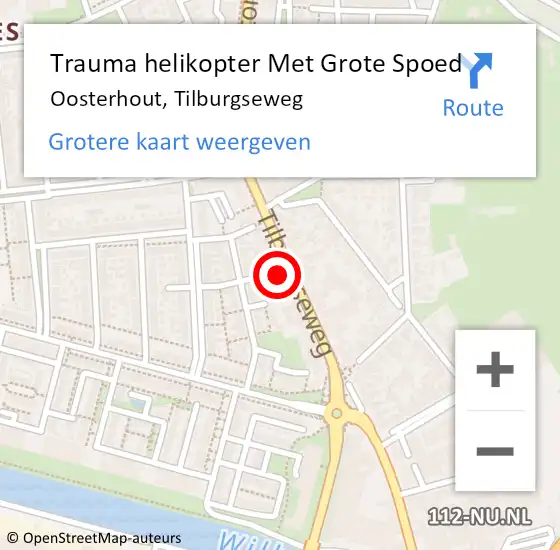 Locatie op kaart van de 112 melding: Trauma helikopter Met Grote Spoed Naar Oosterhout, Tilburgseweg op 28 april 2024 23:25
