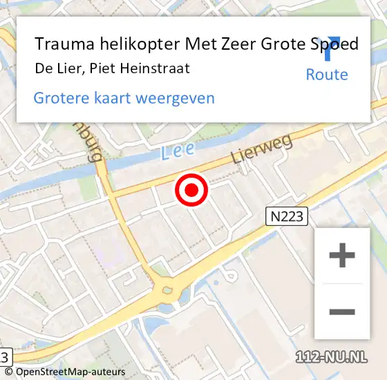 Locatie op kaart van de 112 melding: Trauma helikopter Met Zeer Grote Spoed Naar De Lier, Piet Heinstraat op 29 april 2024 00:30