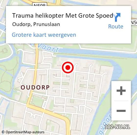 Locatie op kaart van de 112 melding: Trauma helikopter Met Grote Spoed Naar Oudorp, Prunuslaan op 29 april 2024 01:14