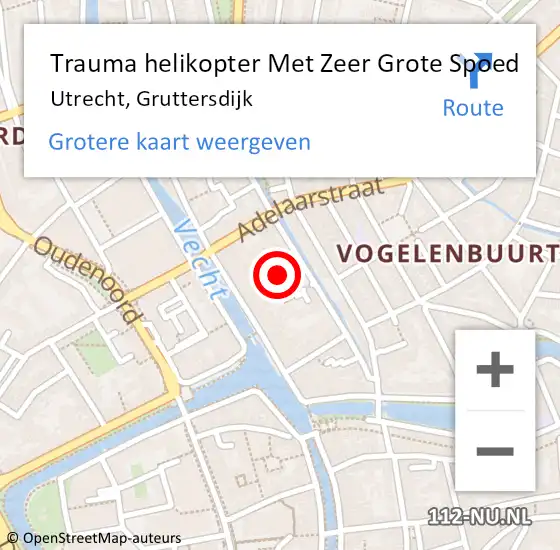 Locatie op kaart van de 112 melding: Trauma helikopter Met Zeer Grote Spoed Naar Utrecht, Gruttersdijk op 29 april 2024 06:24