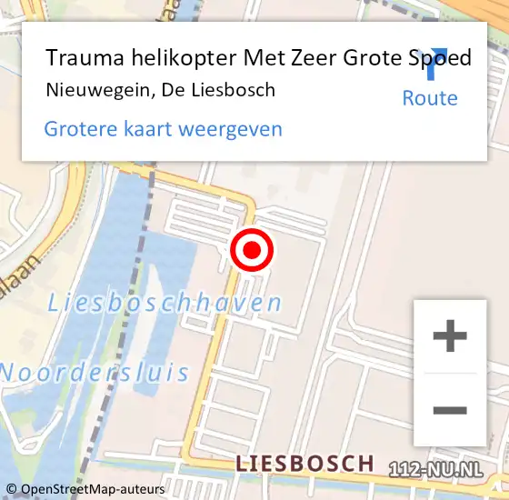 Locatie op kaart van de 112 melding: Trauma helikopter Met Zeer Grote Spoed Naar Nieuwegein, De Liesbosch op 29 april 2024 13:03