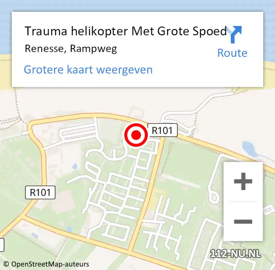 Locatie op kaart van de 112 melding: Trauma helikopter Met Grote Spoed Naar Renesse, Rampweg op 29 april 2024 13:25