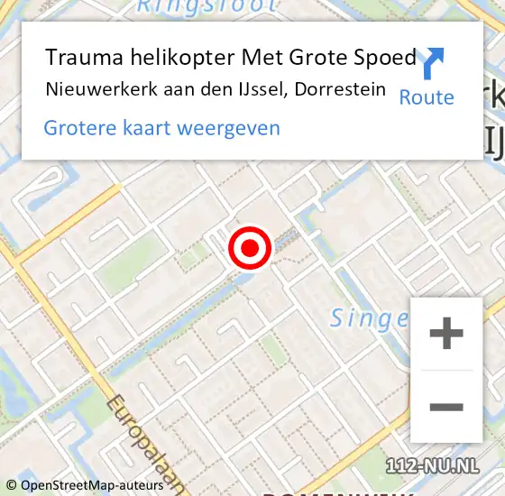 Locatie op kaart van de 112 melding: Trauma helikopter Met Grote Spoed Naar Nieuwerkerk aan den IJssel, Dorrestein op 29 april 2024 15:11