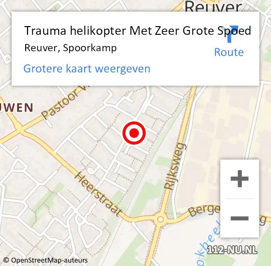 Locatie op kaart van de 112 melding: Trauma helikopter Met Zeer Grote Spoed Naar Reuver, Spoorkamp op 29 april 2024 17:30