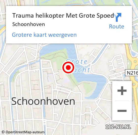 Locatie op kaart van de 112 melding: Trauma helikopter Met Grote Spoed Naar Schoonhoven op 29 april 2024 18:09