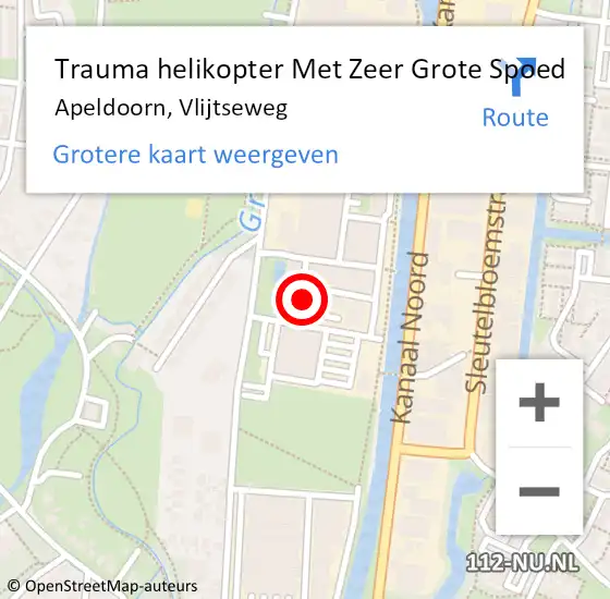 Locatie op kaart van de 112 melding: Trauma helikopter Met Zeer Grote Spoed Naar Apeldoorn, Vlijtseweg op 29 april 2024 18:58