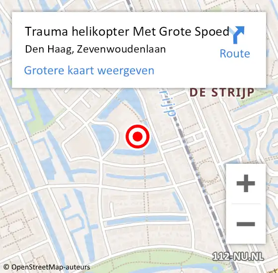 Locatie op kaart van de 112 melding: Trauma helikopter Met Grote Spoed Naar Den Haag, Zevenwoudenlaan op 29 april 2024 19:53
