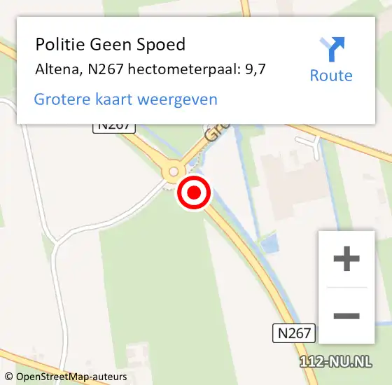 Locatie op kaart van de 112 melding: Politie Geen Spoed Naar Altena, N267 hectometerpaal: 9,7 op 29 april 2024 20:47
