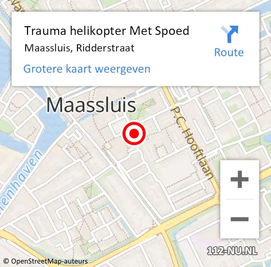 Locatie op kaart van de 112 melding: Trauma helikopter Met Spoed Naar Maassluis, Ridderstraat op 30 april 2024 09:20