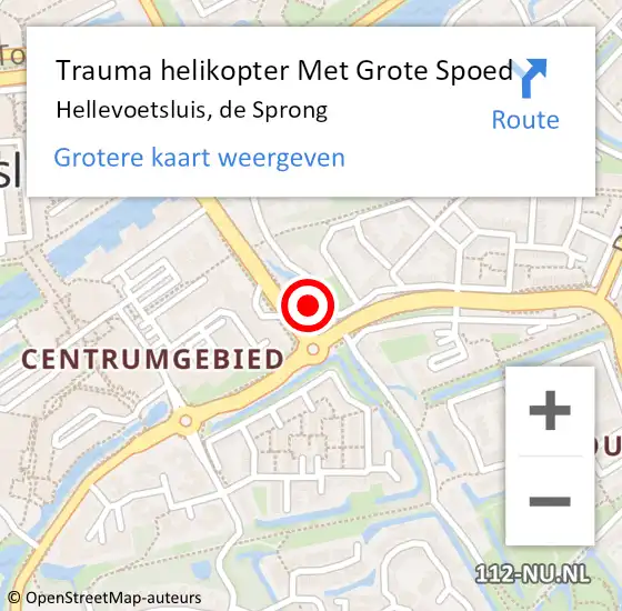 Locatie op kaart van de 112 melding: Trauma helikopter Met Grote Spoed Naar Hellevoetsluis, de Sprong op 30 april 2024 17:24